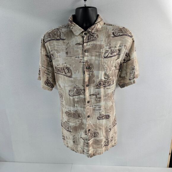 Harley Davidson short sleeve button down shirt Hawaii all over print mens XL - Picture 1 of 9